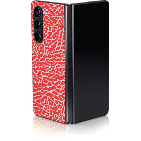 Elephant Print Red Galaxy Z Fold5 5G Skin
